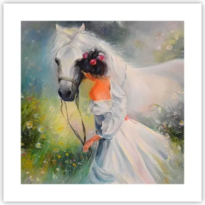 Produktbild von Poster - Poster ohne Rahmen - Frau Wiese Pferd - 40x40 cm - Wand Bild - Wanddeko - Wandbilder - Kunstposter - Wandposter - Bilder - Kunstdruck - Wanddekoration - Wandbild - P2XAC40x40-3470