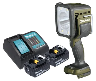 Obrázok produktu pre Makita DML 812 SM akumulátorová ručná lampa 18 V 1250 lm LED olivovo zelená outdoor adventure special edition + 2x akumulátor 4,0 Ah + nabíjačka