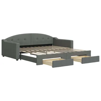 Obrázek produktu pro vidaXL Rozkládací postel se zásuvkami Dark Grey 100x200 cm Látka
