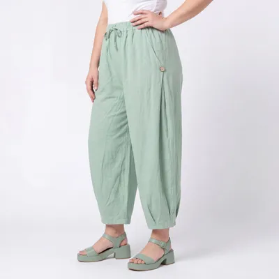 Produktbild von Pumphose Damen Sommerhose Barrel Fit Weite Baumwoll Hose Gr. 42 44 46 Cropped