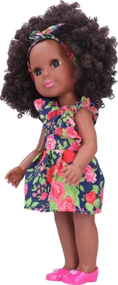 Produktbild von Exquisite afrikanische schwarze Mädchenpuppe lebensecht Chidren niedliche Afro Puppe Kind Rolle spielen Spielzeug GeschenkQ14-155