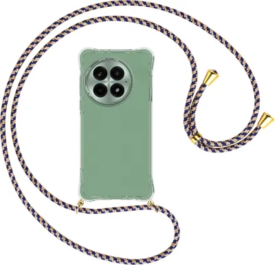 Produktbild von Handykette Backcover-Schutzhülle mit Band (Metall goldfarben) für OnePlus 13 5G/1+13 5G - blau+beige