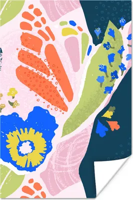 Produktbild von MuchoWow® Poster Blumen - Muster - Abstrakt 120x180 cm - Kunstposter