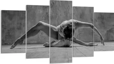 Produktbild von Bild auf Leinwand - Leinwandbild - 5 Teile - Tanz Schwarzweiß Frau - 160x85cm - Wand Bild - Wanddeko - Wandbilder - Leinwanddruck - Bilder - Wanddekoration - Leinwand bilder - Wandbild - EA160x85-4352