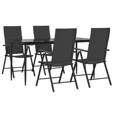 Image de vidaXL Ensemble de jardin 5 pièces noir Poly rotin