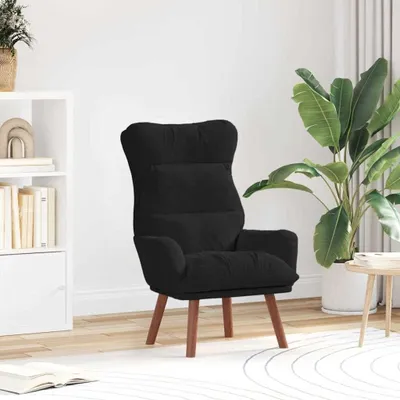 Produktbild von Schwarzer Samtsessel für das Wohnzimmer, 69 x 74 x 93 cm, gepolsterter Relaxsessel mit Beinen aus Kautschukbaumholz für Schlafzimmer und Büro