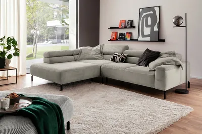 Produktbild von KAWOLA Sofa DELIA Ecksofa Cord steingrau Recamiere links
