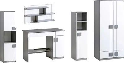 Productafbeelding van Kinderkamer, tienerkamer, kast met bureau, kantoorkastwand, eikenhout, nieuw