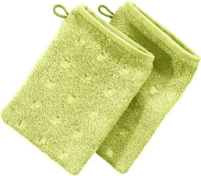 Produktbild von Möve Waschhandschuh Quadretti" 2er-Pack hellgrün 15x20 cm"