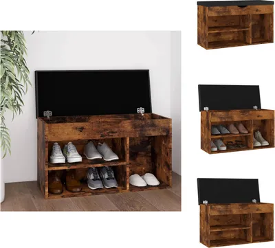 Obrázek produktu pro vidaXL Lavice na boty s polštářem kouřový dub 80x30x47 cm materiál na bázi dřeva - Botníky a skříně