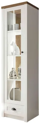 Image de Vitrine de salon de style rustique, 50 cm, pin blanc, teinte chêne clair