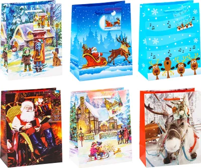 Produktbild von TSI 82018 Geschenktüten WEIHNACHTEN KINDER, 12er Packung, Größe: Mittel (HxBxT 23 x 18 x 10 cm)