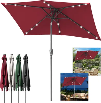 Produktbild von TolleTour Sonnenschirm 200 x 300cm Gartenschirm Knickbarer Marktschirm Kurbelschirm mit Kurbelvorrichtung,Rot