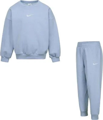 Produktbild von Nike Kids Essential Fleece Crew Langarm-set Blau 5-6 Years Jungen,Mädchen Blau 5-6 Years