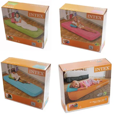 Produktbild von INTEX Kinder Velour Luftbett 88 x 1,57 cm mit Kopfkissen Matratze Übernachtung Kinder Luftmatratze