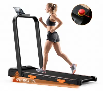 Image de Tapis de marche pliable - Inclinaison de 15% - Vitesse maximale de 10 km/h - Capacité de charge maximale de 136 kg - Tapis de marche