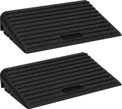 Produktbild von Bordsteinrampe MIGO 2er Set 50x30x11 cm Gummi | Schwellenrampe Auffahrhilfe Bordsteinkeile Auffahrrampe Bordstein