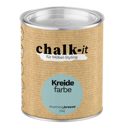 Produktbild von Kreidefarbe Chalk-it (14) Morning Breeze 0,125L Shaby Chic Möbel Holzlack Natur Vintage Möbellack