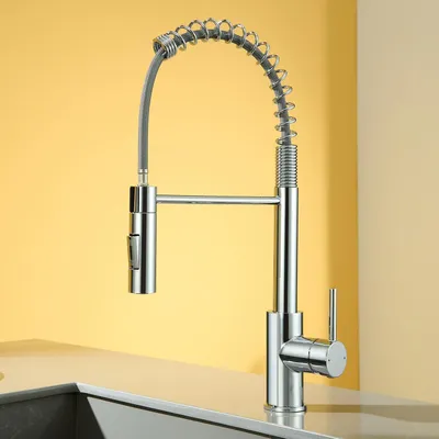 Produktbild von Küche Armatur mit Brause, 360° Schwenkbar Küchenarmatur Wasserhahn 4 Sprühfunktionen, Wasserhahn Küche Edelstahl Spültischarmatur, Chrom