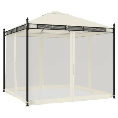 Obrázek produktu pro Altán se síťovanými stěnami krémový 2,93 x 2,93 m ocel