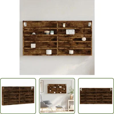 Produktbild von The Living Store Vitrinenschrank Räuchereiche 100x8,5x50 cm Holzwerkstoff
