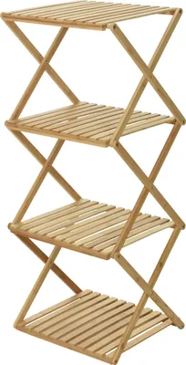 Produktbild von Klappbares Bambus Standregal mit 4 Ablagen - 94 cm H - Praktisches Falt-Regal aus 100%Holz - Blumenregal Pflanzentreppe Bücherregal Deko Klapp Regal