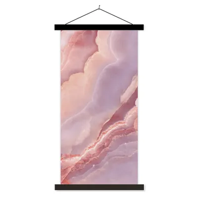 Produktbild von MuchoWow® Textilposter Naturstein - Rosa - Nahaufnahme 60x120 cm mit schwarzem Rahmen - Magnete