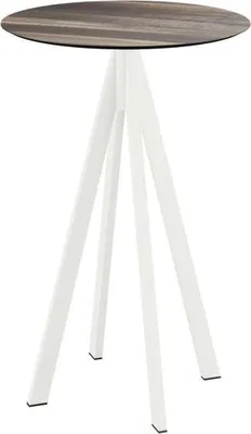 Produktbild von Infinity Stehtisch Weiß gestell + Tropical Wood HPL Ø70 cm