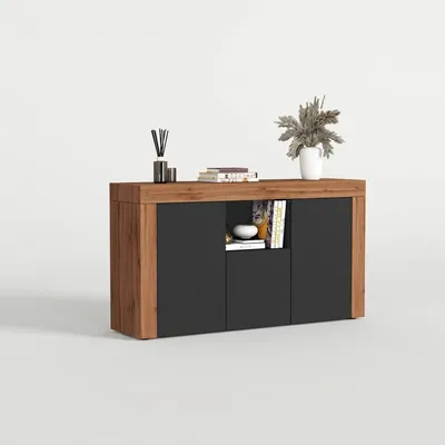 Immagine prodotto di Mobile contenitore moderno con 4 ante e vani a giorno, modello Torven, colore antracite