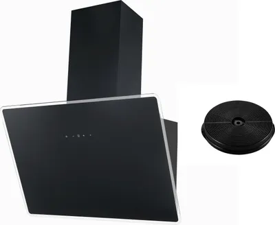 Produktbild von Dunstabzugshaube kopffreie Schräghaube 60 cm Umluftset Schwarz LED Respekta