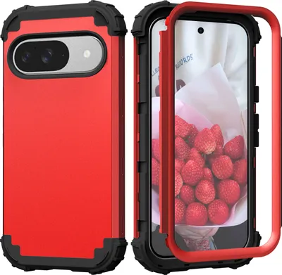 Produktbild von Handyhülle für Google Pixel 10 / Pixel 10 Pro Hybrid 3 in 1 PC TPU Stossfest Robust Hülle Rot