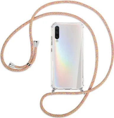Produktbild von Handykette Backcover-Schutzhülle mit Band (Metall silberfarben) für Xiaomi Mi A3 / Mi CC9e - Rainbow