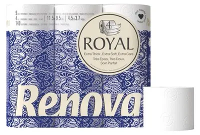 Image de 7 Papier Wc 9 Rouleaux Blanc 4 Plis Royal - Renova