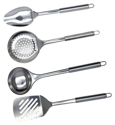 Küchenhelfer-Set, 4-teilig, Edelstahl, 33,5 x 8 cm