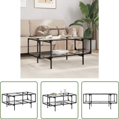 Immagine prodotto di The Living Store Tavolino con piano in vetro trasparente 98,5x50x45 cm Acciaio