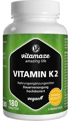 Obrázok produktu pre Vitamaze Vitamín K2 200 ug vegánske tablety s vysokou dávkou, 180 tabliet