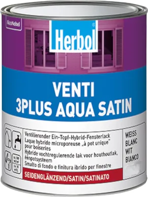 Produktbild von Herbol Venti 3plus Aqua Satin weiß 2,5L Ventilack Fensterlack Weißlack