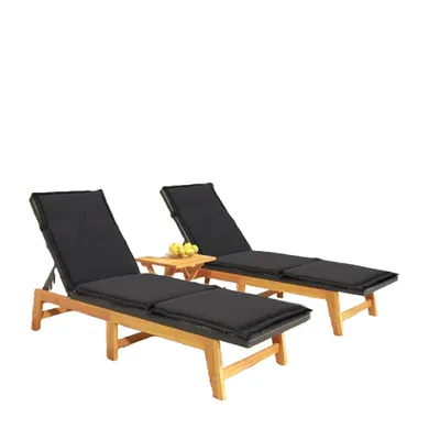 Zdjęcie produktu dla VidaXL 319725, Lounge, Obite siedzisko, Drewno akacjowe, Technorattan, Stal, Czarny, Brązowy, 540 mm, 2000 mm