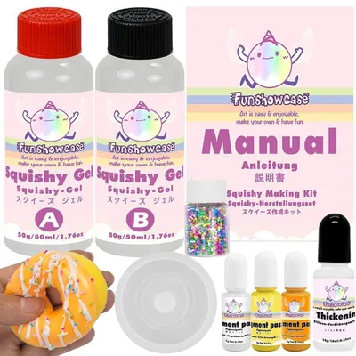Productafbeelding van Squishy knutselset: vloeibaar siliconen, donutvorm met pigmenten en sprinkles