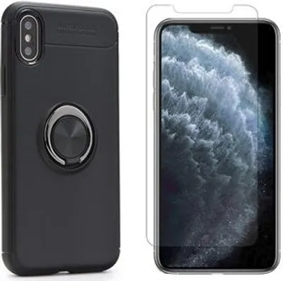 Image de cofi1453® 360 degrés magnétique anneau Handy Case Case Bumper + 9H film blindé verre de protection verre véritable compatible avec Samsung Galaxy J6+ (J610F)