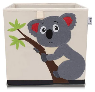 Image de Boîte de rangement en tissu pour enfant "koala" sur fond clair, compatible Ikea Kallax Lifeney
