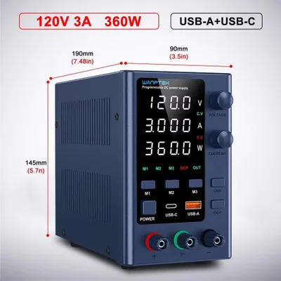 Image de Alimentation de laboratoire DC - Alimentation programmable - 120V 3A 360W - Tension et courant réglables - Sortie unique - Prise EU 220V