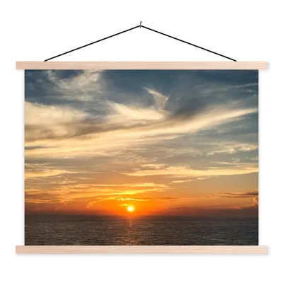 Produktbild von MuchoWow® Textilposter Sonnenuntergang - Strand - Japan 150x113 cm mit holzfarbenen Rahmen - Poster
