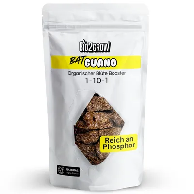 Produktbild von Bio2grow Guano 2 KG – Naturdünger mit Stickstoff und Phosphor für Bodenverbesserung und Nährstoffversorgung