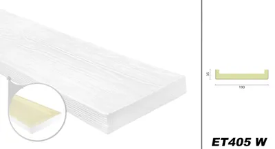 Produktbild von DECO WOOD Dekobrett modern aus Polyurethane, 2m Länge, PolyurethanBrett Holzoptik (weiß - 190x35mm) Hartschaum Wandbrett Deckenverkleidung