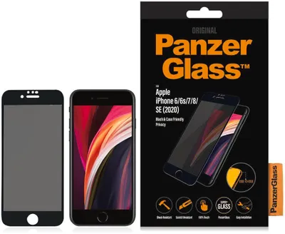 Produktbild von Panzerglass E2E Super+ Privatisierung Glas für Iphone 6 / 6S / 7 / 8 / Se 2020 / Se 2022 - Mit Schwarzem Rahmen