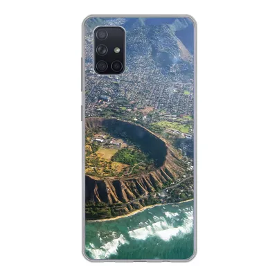 Produktbild von MuchoWow® Handyhülle Schutzhülle Hülle für Samsung Galaxy A71 Ein Luftbild von Honolulu und einem erloschenen Krater auf Hawaii Silikon Softcase Handy Hülle - Kartenbesitzer