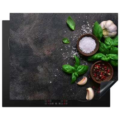 Obrázok produktu pre KitchenYeah® Kryt varnej dosky bylinky - zátišie - betón, 65x52cm, kuchynská dekorácia, keramický kryt varnej dosky, krycia doska na varnú dosku
