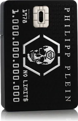 A black credit card-shaped object with silver text and graphics.