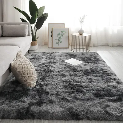 Zdjęcie produktu dla Omgoods - Super miękki, pluszowy dywan shaggy, 80x160 cm, idealny do salonu, ciemnoszary, można prać